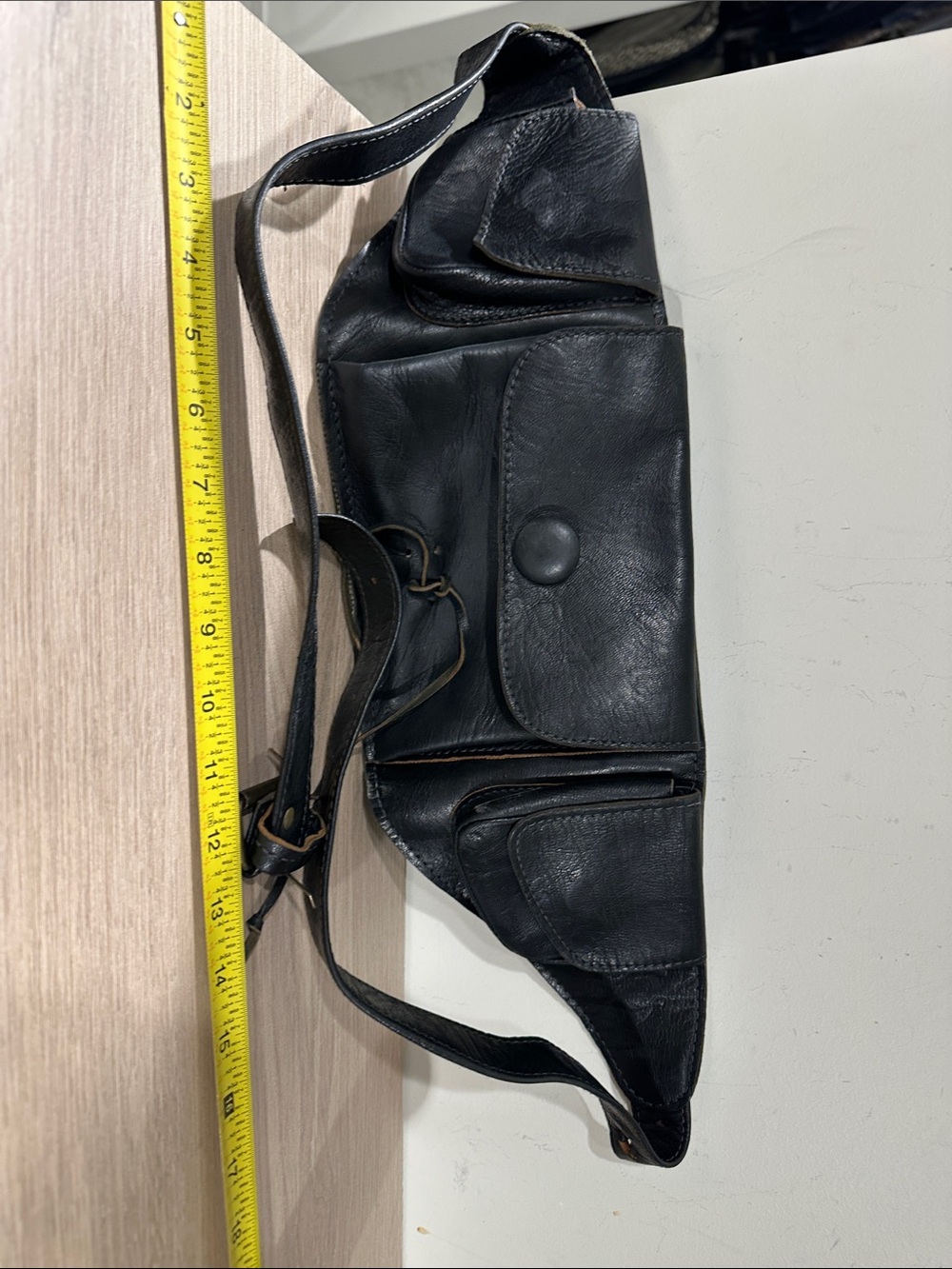 Men's Black Leather Crossbody Bag - Classic Utility Style